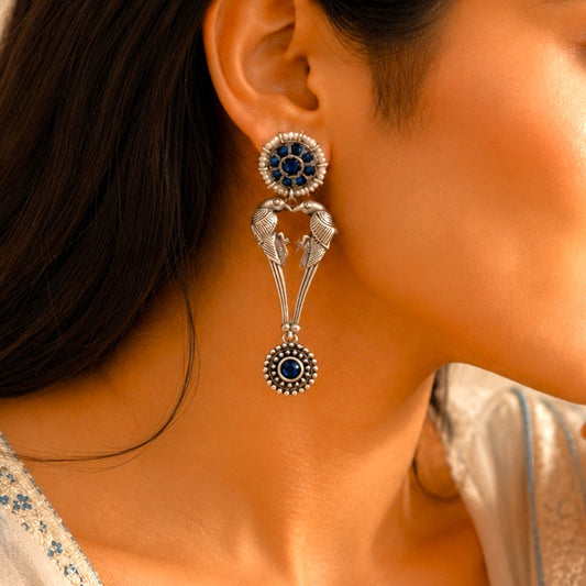Pakhi: Blue Stone Dangler Earrings