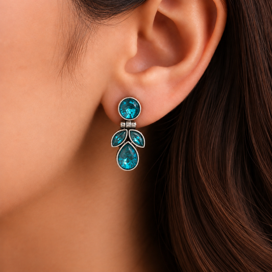 Crystal Spark: Sparkling Blue Stone Drop Earrings