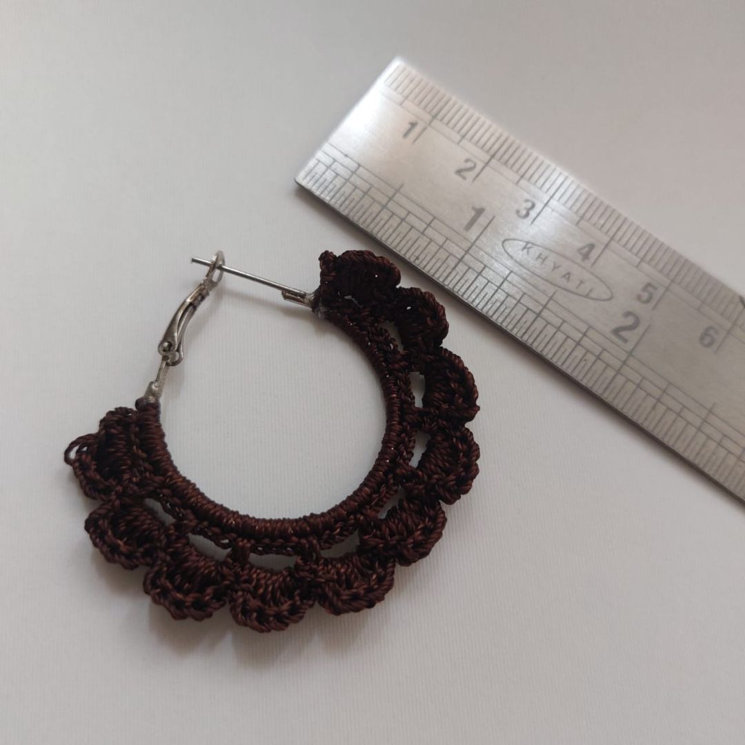 Earthy Brown Handmade Crochet Earrings