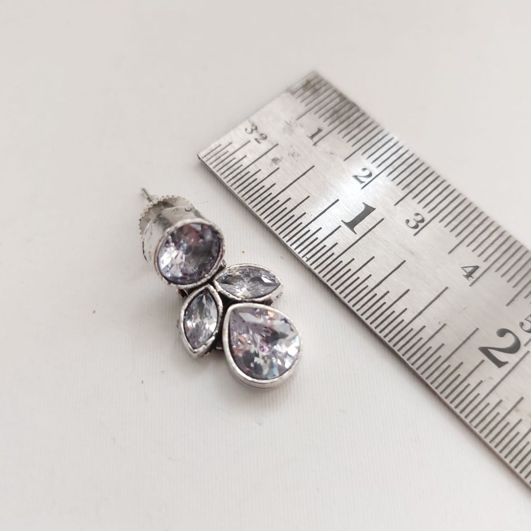 Crystal Spark: Clear White Stone Earring