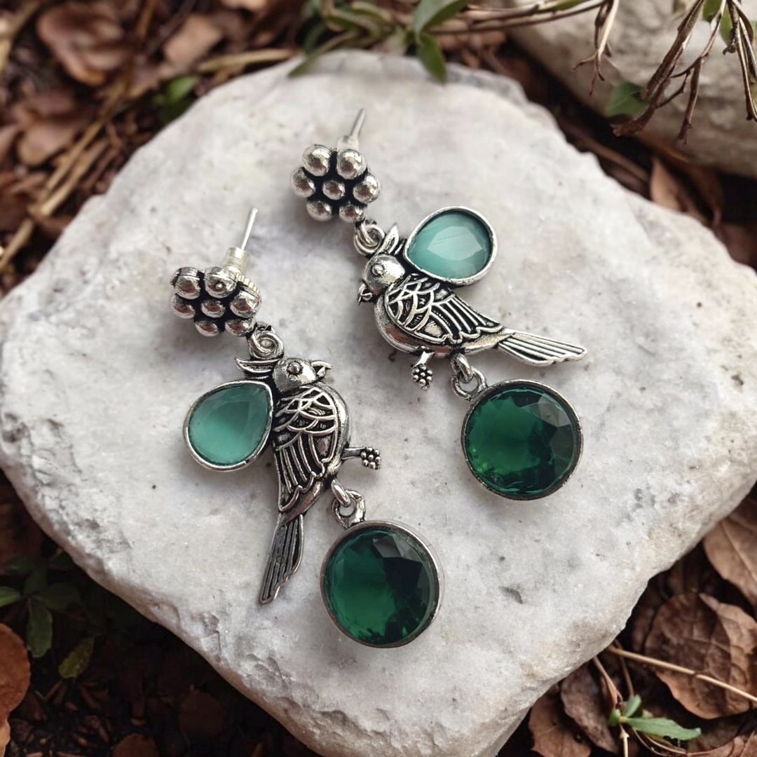 Wings Of Paradise Green Stone Earrings. AashirsLifestyle