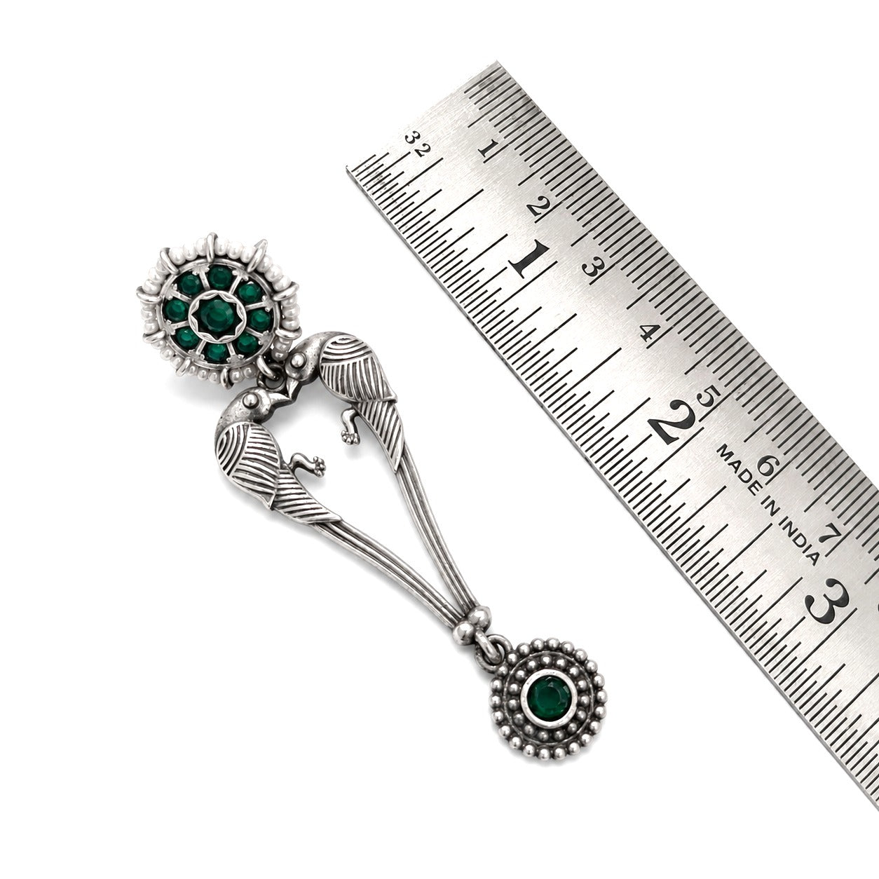 Pakhi: Green Stone Dangler Earrings