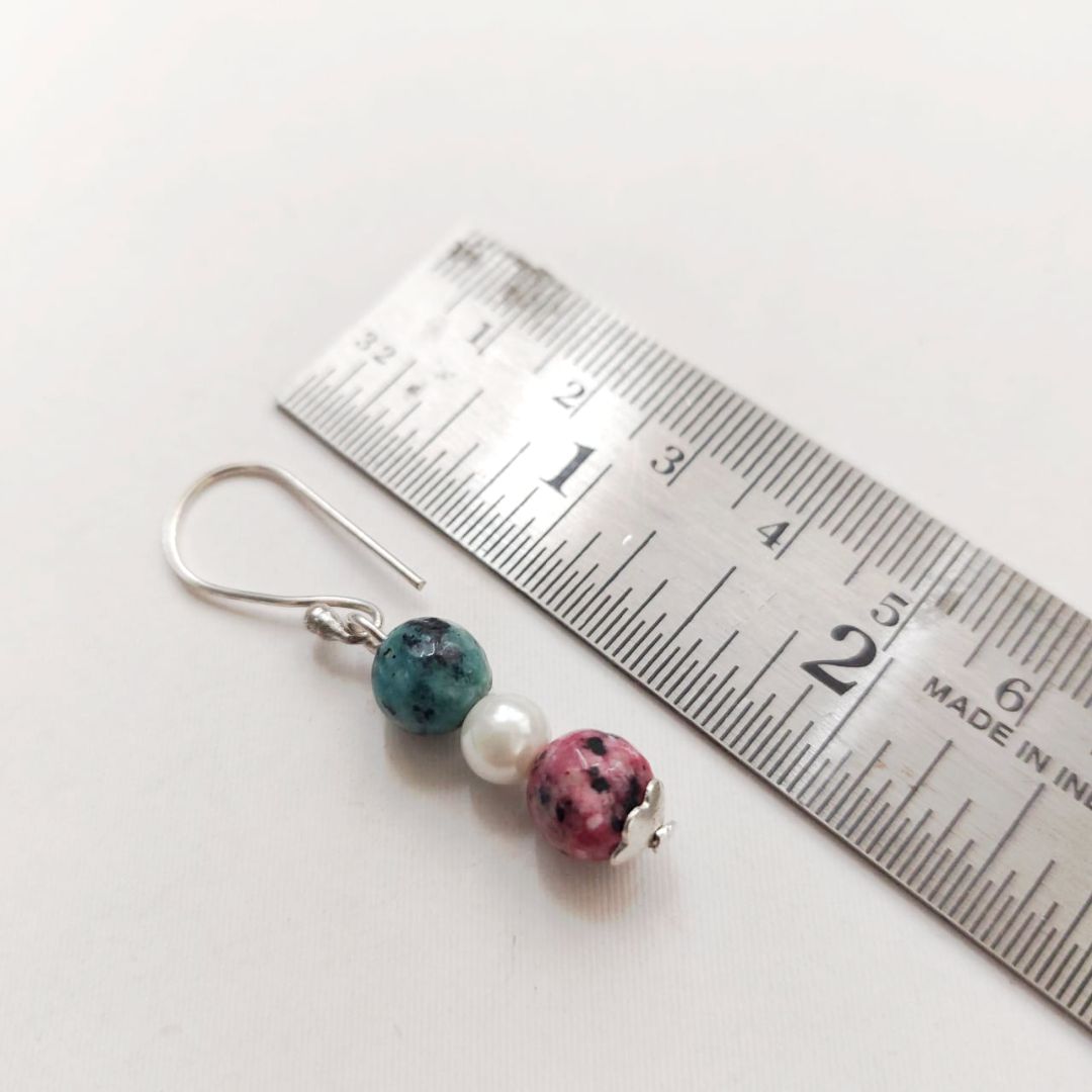 Pastel Glow : Pink and Green Beaded Necklace and Earring