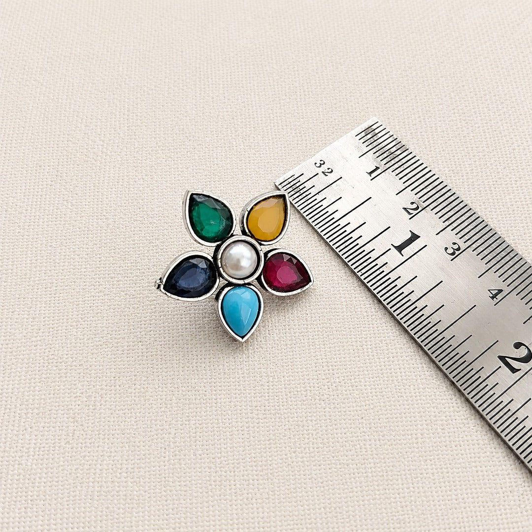 Flora Royale: Multicolored Stone Pendant and Earring Set