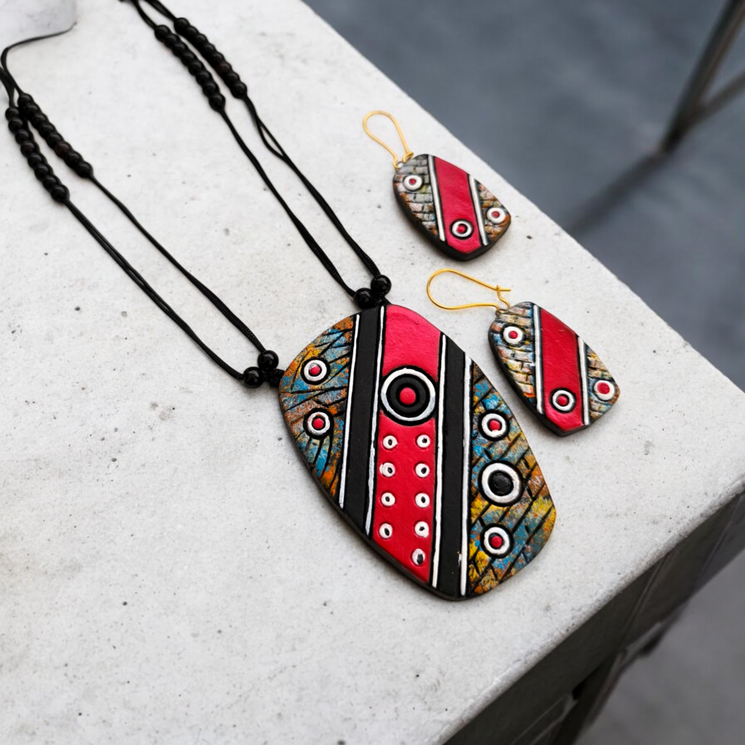 Clay Hand Painted Jewellery Vivid Art Hand-Painted Multicolored