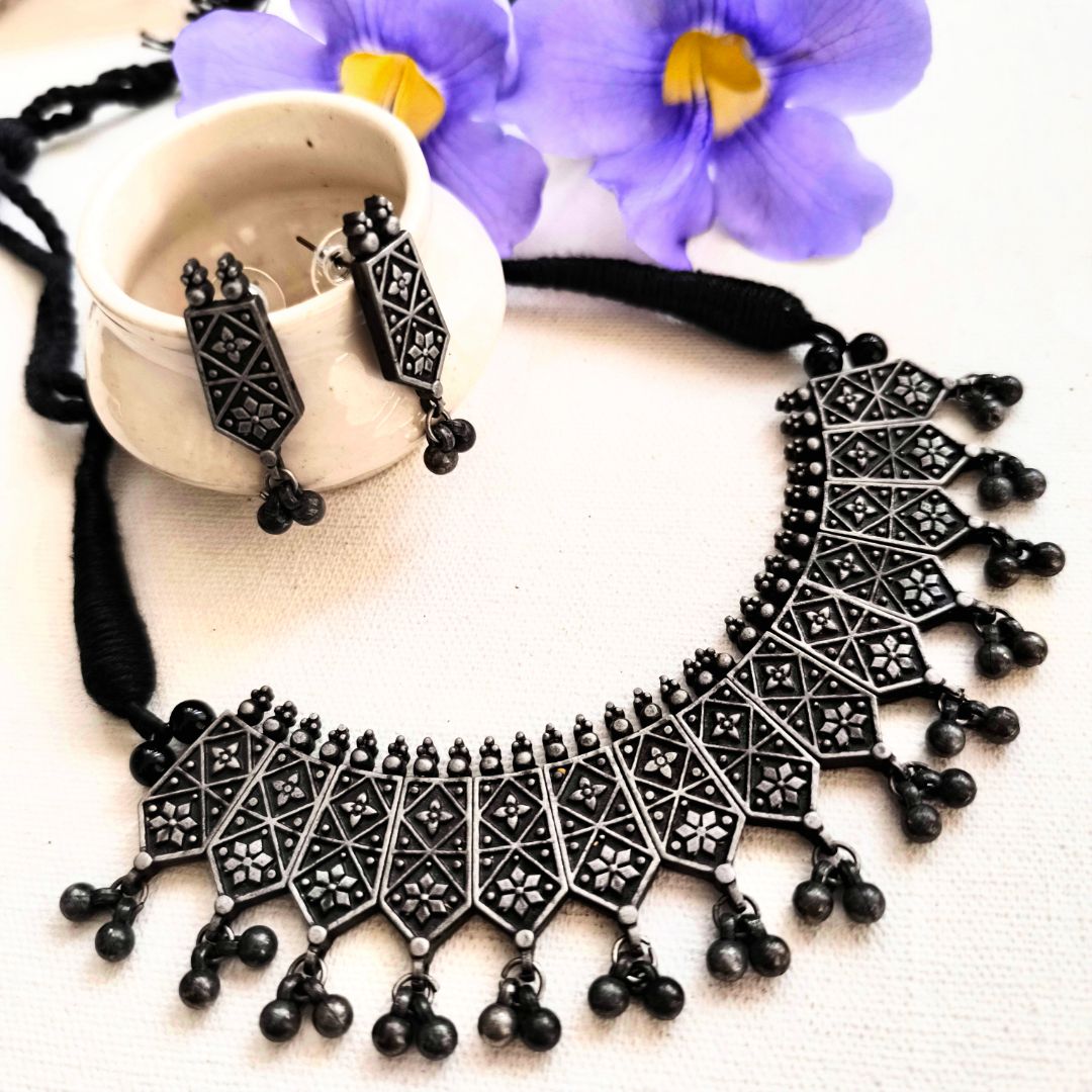 Regal Oxidized Necklace Set – AashirsLifestyle - Main Image