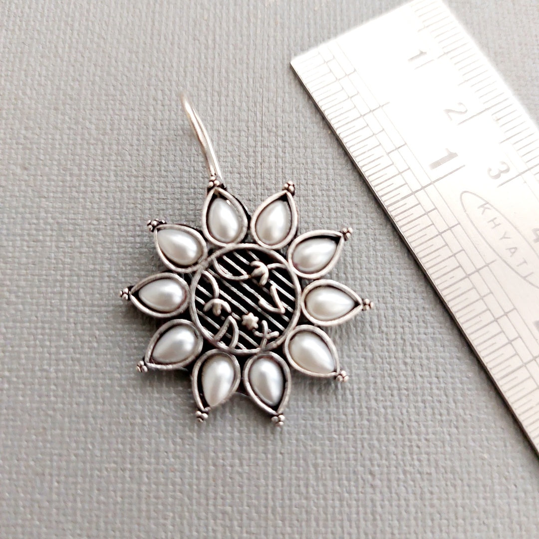 Pearl Petal Paradise: White Floral Hoop Earrings