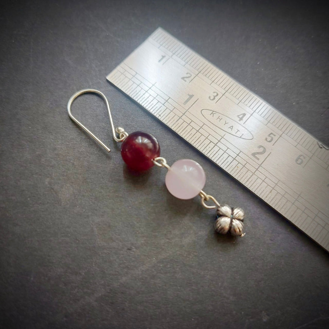 Beaded Bliss: Maroon and Pink Beaded Necklace and Earring Set