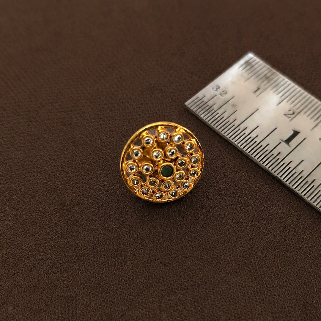 Aarunya: Gold Toned Festive Pendant and Earring Set