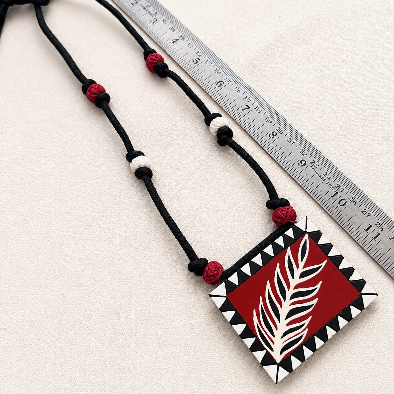 The Folk Edit: Hand painted Leaf Terracotta Pendant and Earring Set