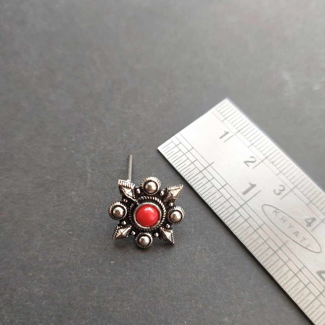 Coral Charm: Oxidized Coral Studs for Valentine's Day