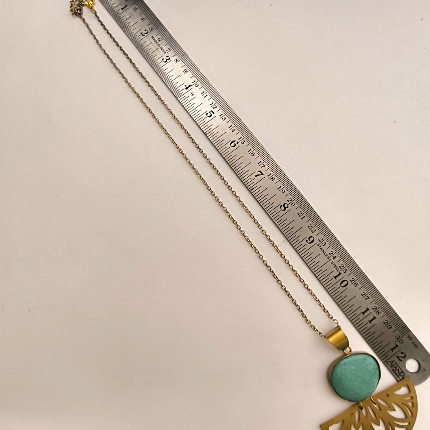 Arc and Stone : Minimalist Aqua Stone Pendant Set