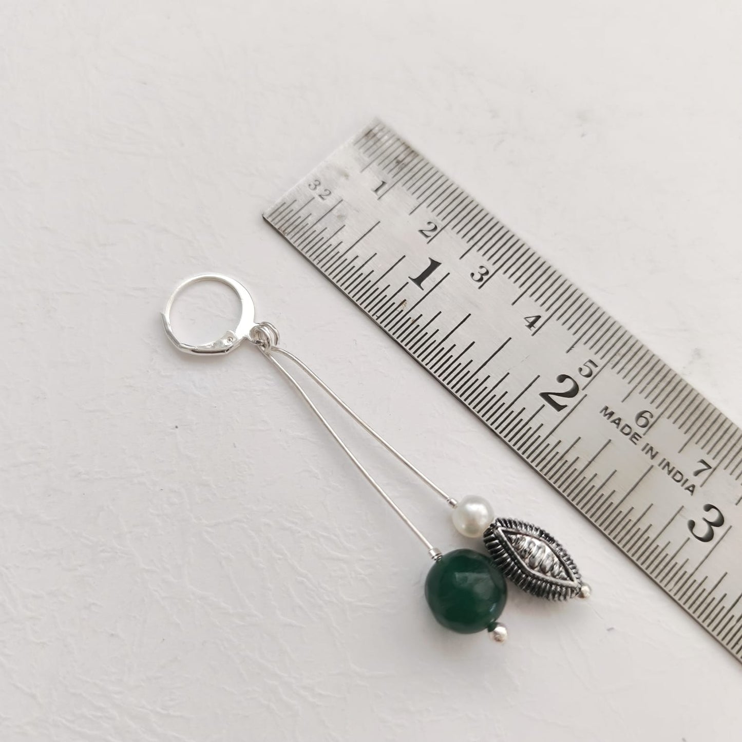 Botanica: Handcrafted Green Bead Earring