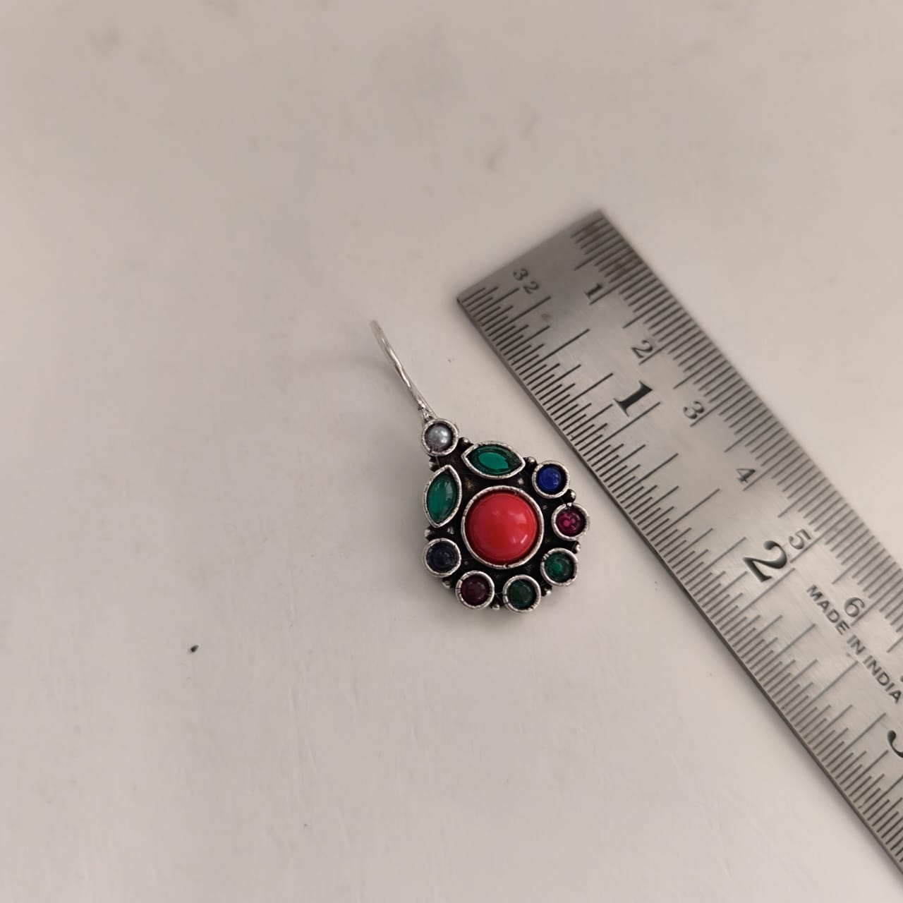 Scarlet Halo: Multicolor Silver Stone Drop Earring