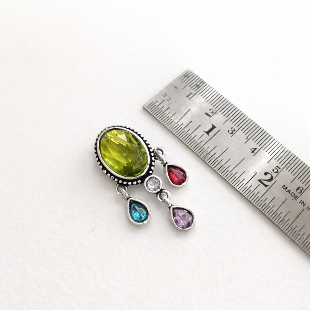 Aurora Drops: Silver Toned Green stone Earring