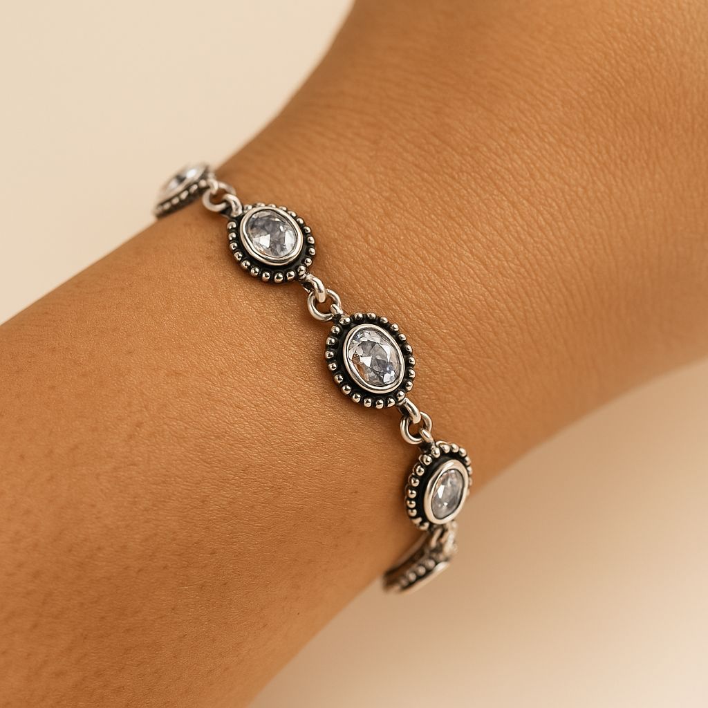 Sparkle White Stone Link Bracelet