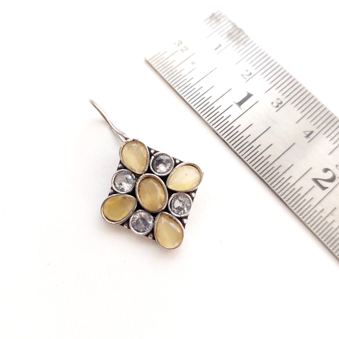 Diamond Delight : Yellow and White Floral Stone Earrings