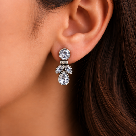 Crystal Spark: Clear White Stone Earring