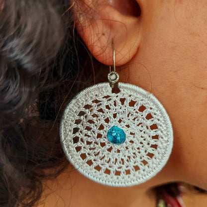 White Crochet Earring