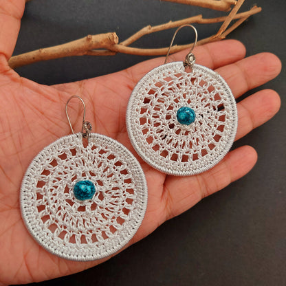 White Crochet Earring