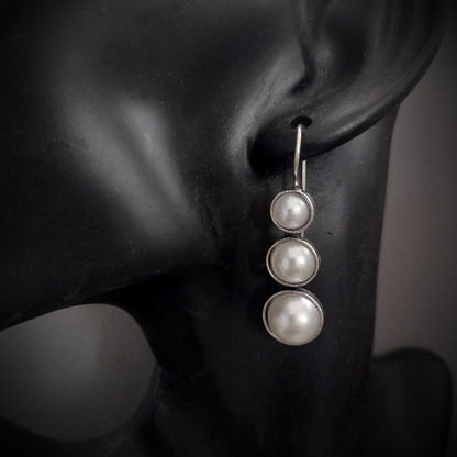 Elegant Three Tier Pearl Symphony- Classic Pearl Hoop Earring