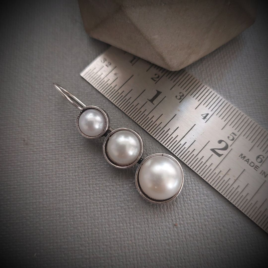 Elegant Three Tier Pearl Symphony- Classic Pearl Hoop Earring