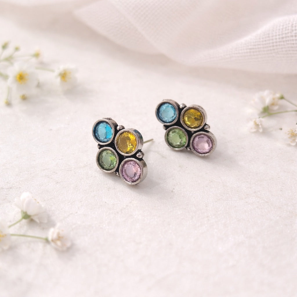 Trinity Gem Stud: Multicolor Stone Studs