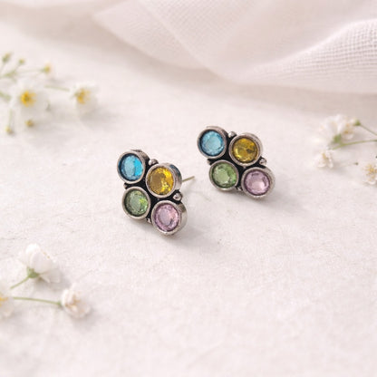 Trinity Gem Stud: Multicolor Stone Studs