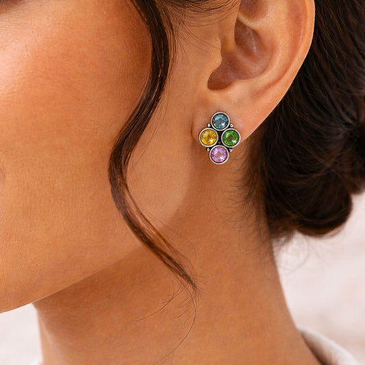 Trinity Gem Stud: Multicolor Stone Studs