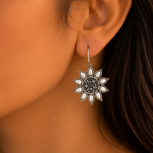 Pearl Petal Paradise: White Floral Hoop Earrings