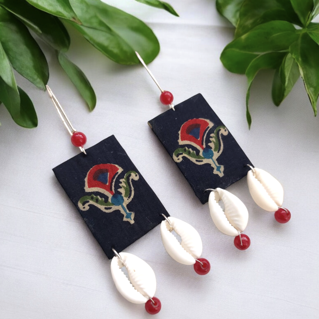 Ajrakh Print Fabric Earring: Boho Style Earrings