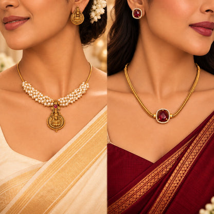 Festive Treat Combo 2: Bestseller Vaibhavi and Abhaa (Red Stone)
