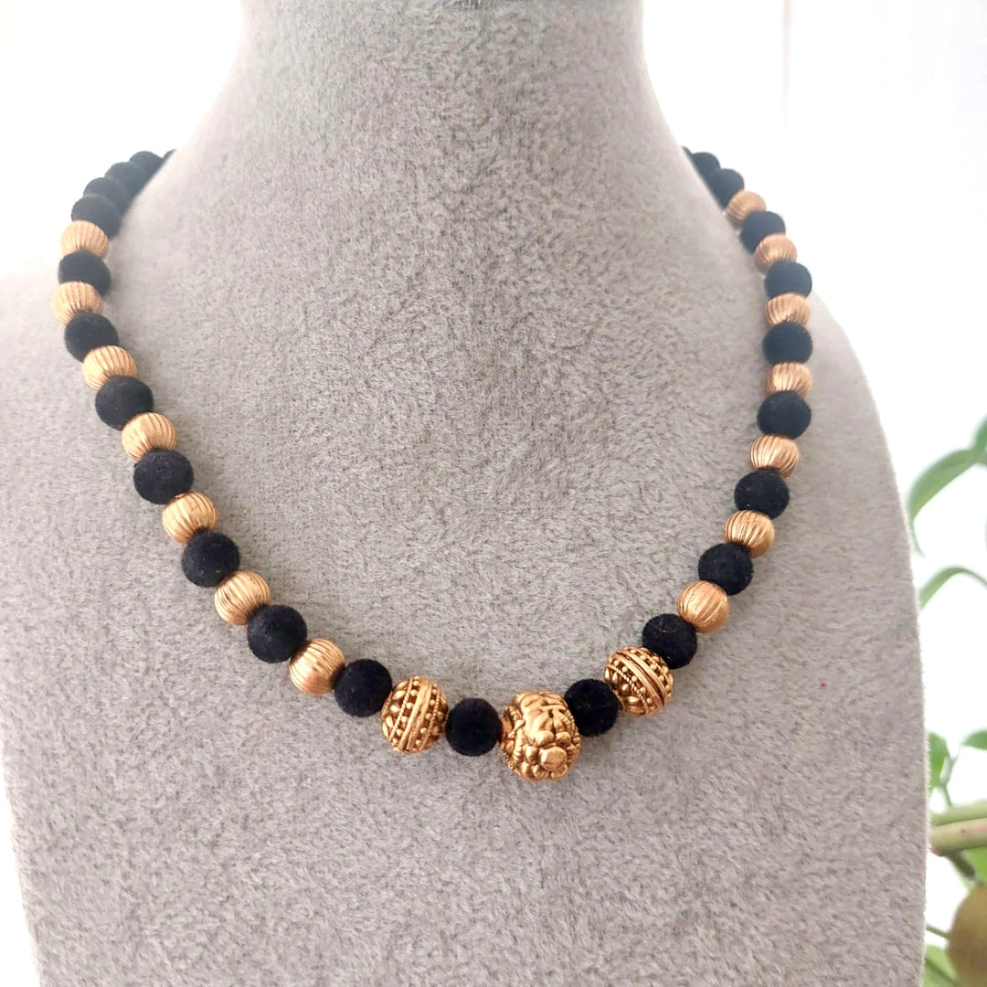 Jewellery Black Beads Gold Necklace Designs Simple Black Beads