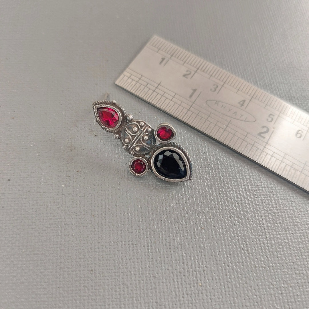 Timeless Elegance: Black and Red Stone Earrings