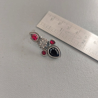 Timeless Elegance: Black and Red Stone Earrings