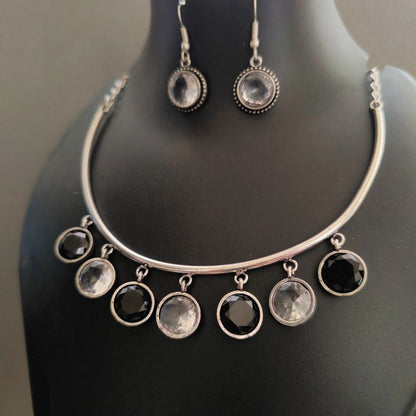 Shadow & Light : Black and White Necklace and Earring Set