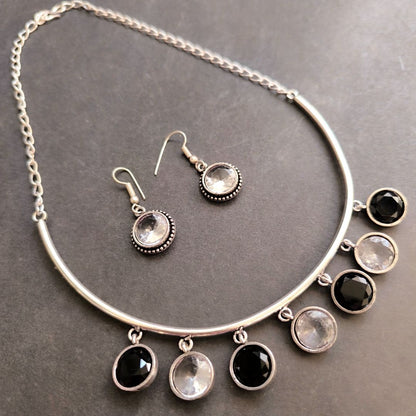 Shadow & Light : Black and White Necklace and Earring Set