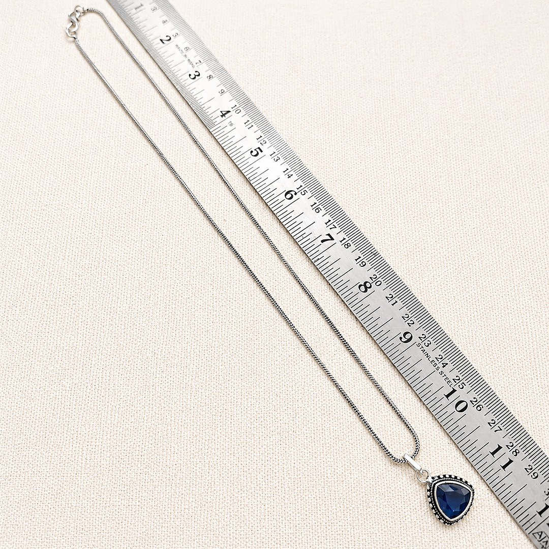 Shades & Stories: Deep Blue Silver Toned Pendant and Earring Set