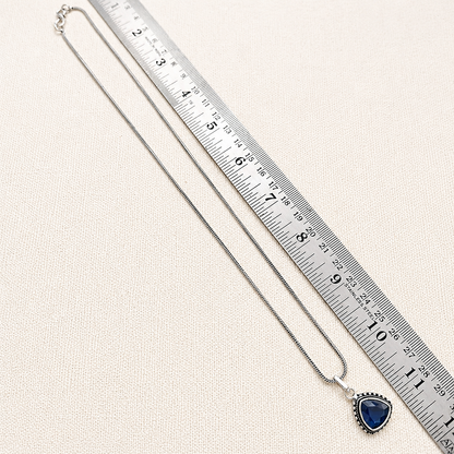 Shades & Stories: Deep Blue Silver Toned Pendant and Earring Set