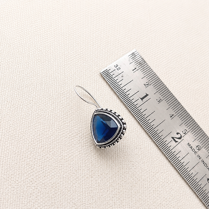 Shades & Stories: Deep Blue Silver Toned Pendant and Earring Set