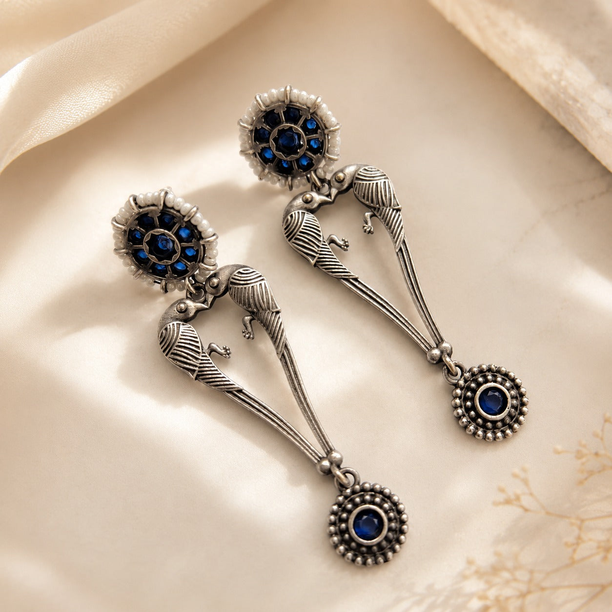 Pakhi: Blue Stone Dangler Earrings