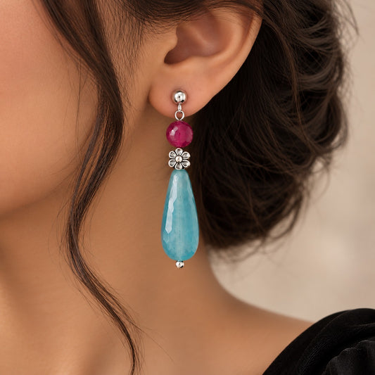Neera: Handmade Blue Drop Bead Earring