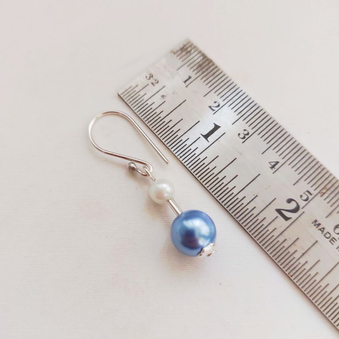 Blue Mist: Handcrafted Pearl Necklace and Earring Set