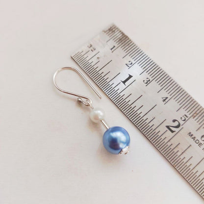 Blue Mist: Handcrafted Pearl Necklace and Earring Set