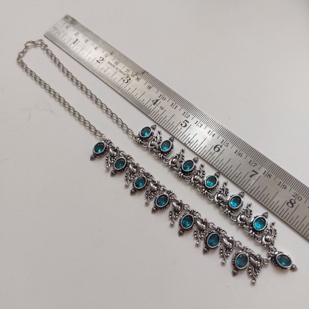 Tinge Tales: Sea Blue Stone Necklace and Earring Set