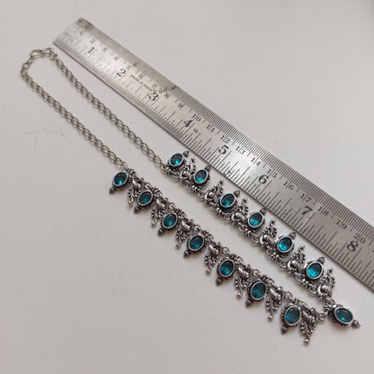 Tinge Tales: Sea Blue Stone Necklace and Earring Set