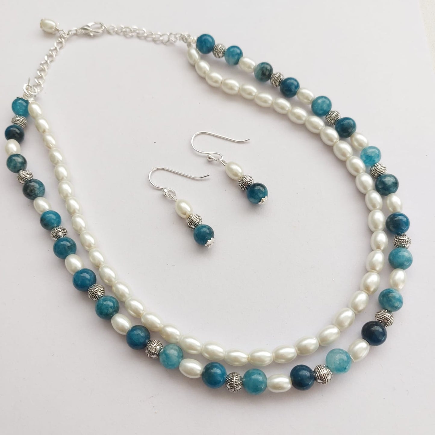 Double Delight: Blue and White Beaded Necklace