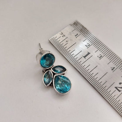 Crystal Spark: Sparkling Blue Stone Drop Earrings