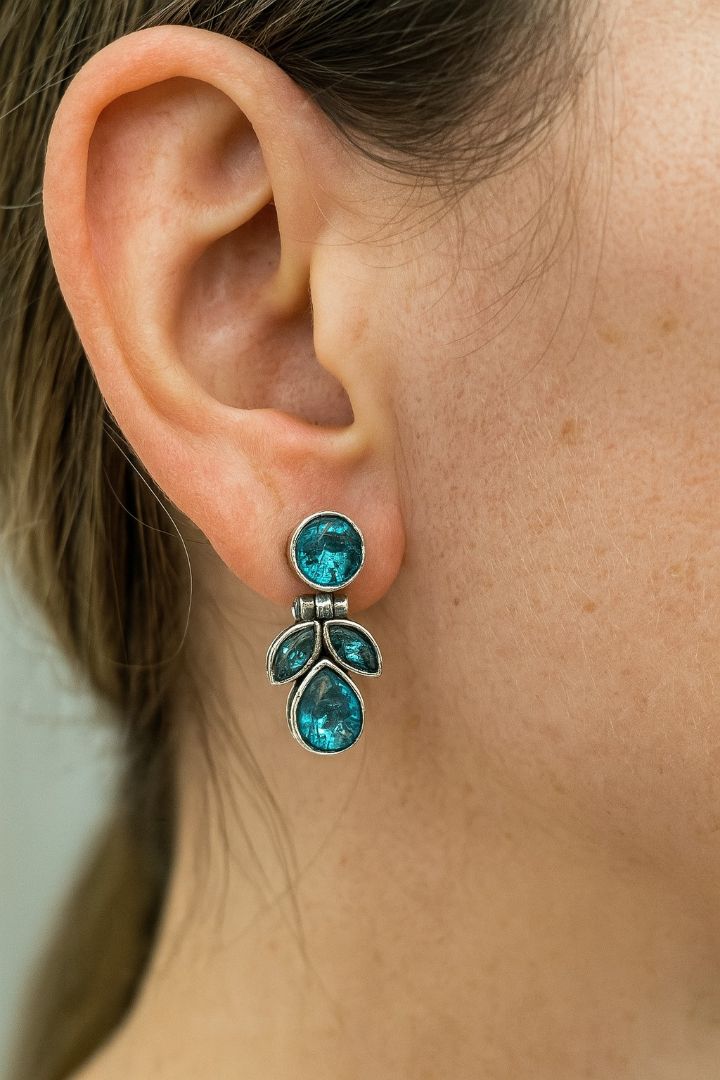 Crystal Spark: Sparkling Blue Stone Drop Earrings