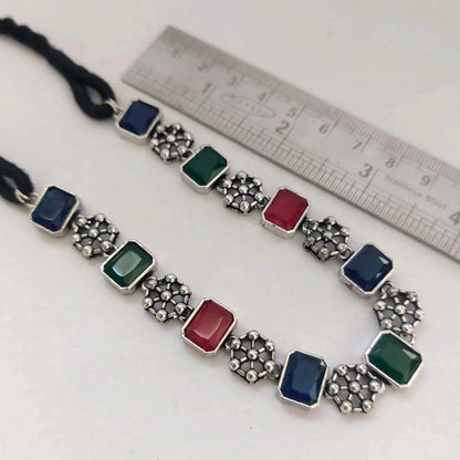 Ethnic Treasure: Green Pink And Blue Stone Necklace